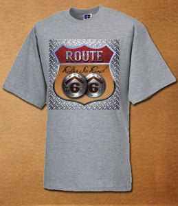 Rafter Six® Route 66 Steelplate T-Shirt Grey